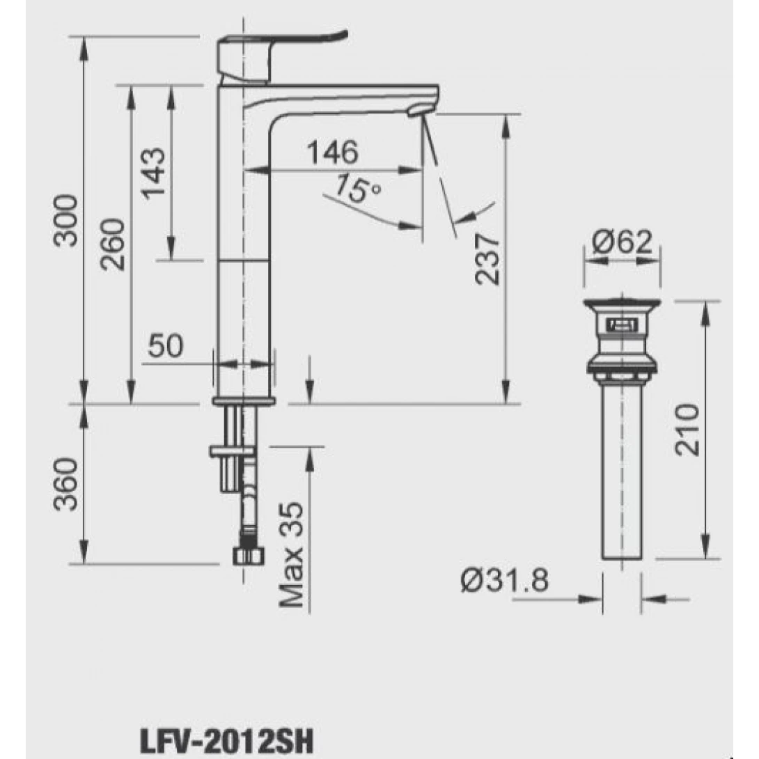 Vòi đặt bàn cao cổ Inax LFV-2012SH