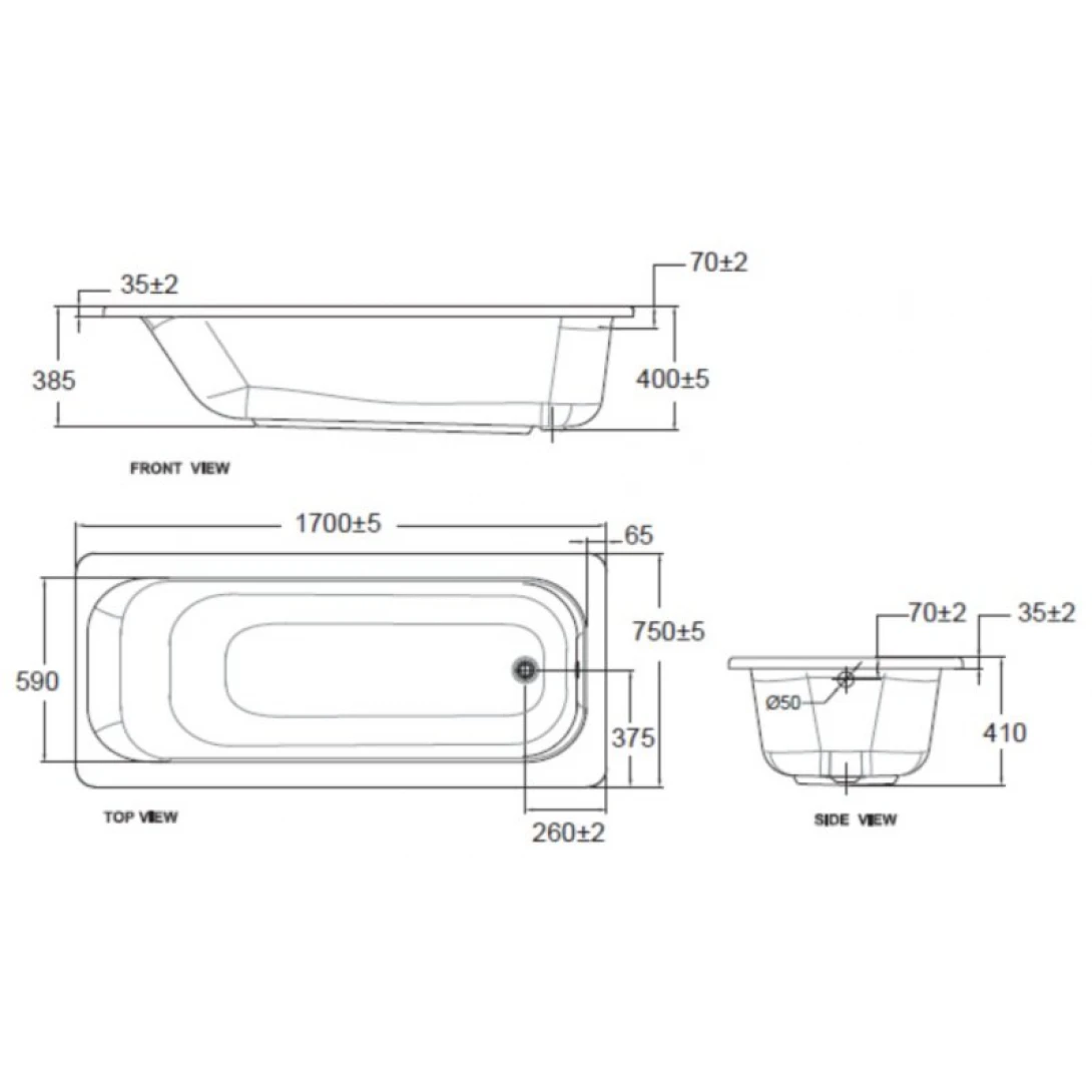 Bồn tắm xây American Standard 70270P-WT / Active 1.7 Mét
